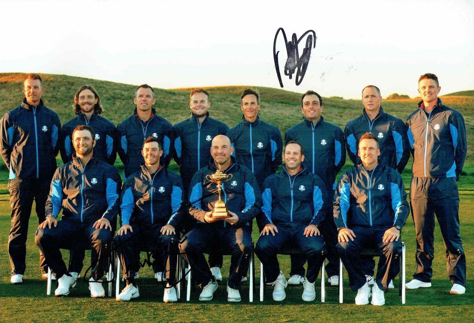 OLESEN MOLINARI SIGNED Photo Poster painting 2 AFTAL COA Golf Ryder Cup Europe Winners 2018