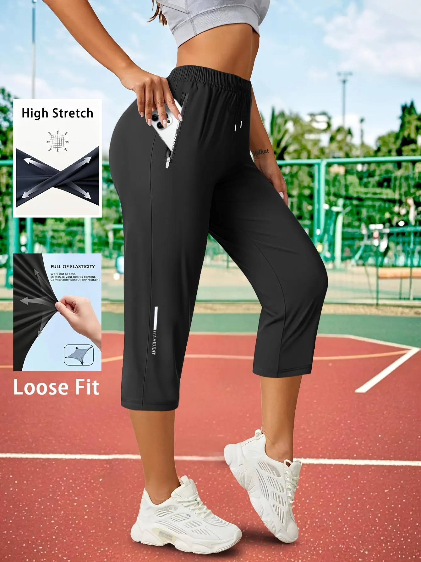 3-Pack Women’s Capri Pants – Loose Fit, Summer Drawstring Waist, Zipper Pockets, Breathable High-Stretch Fabric, Suitable for Everyday Wear