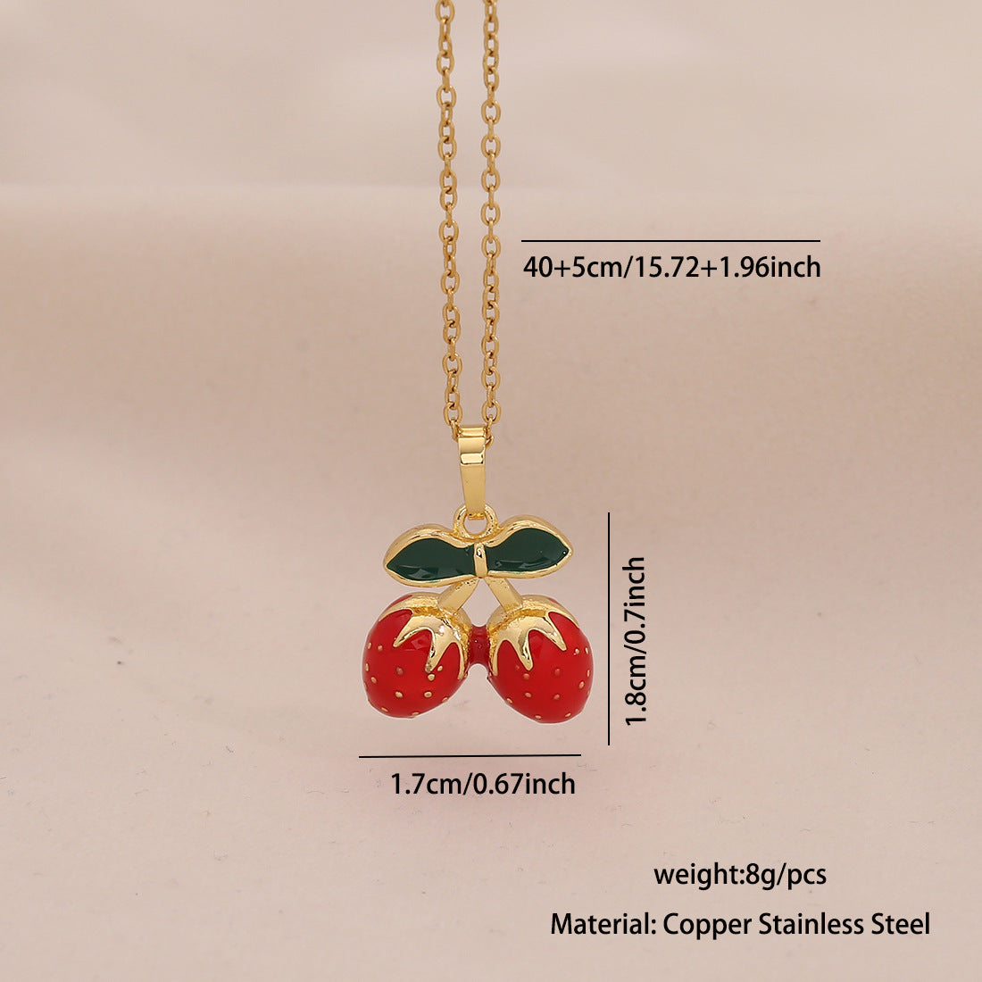 Cute Fruit Pendant Lips Red Pepper Necklace Fashion Stainless Steel N1513