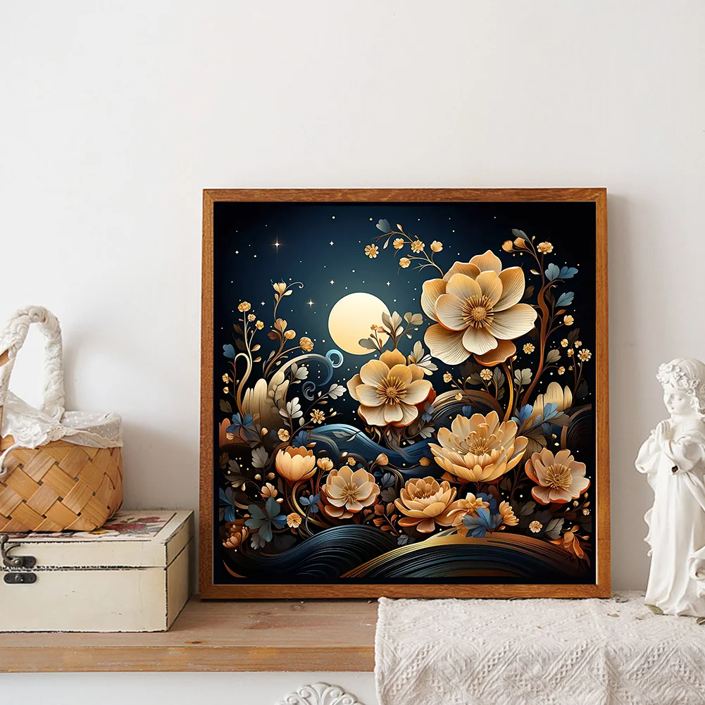 Full Round Diamond Painting 30*30cm - Fantasy Flowers