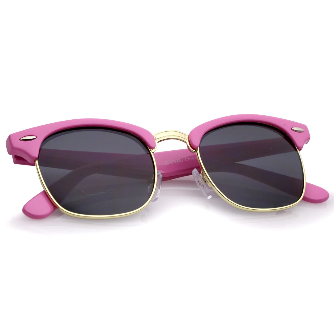 Premium Half Frame Metal Rivets Horn Rimmed glasses 50mm