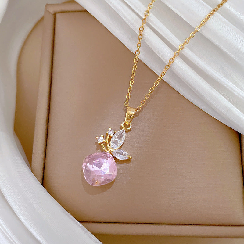 Simple Butterfly Full Diamond Fashion Gorgeous Full Diamond Necklace Female Versatile Clavicle Chain Titanium Steel