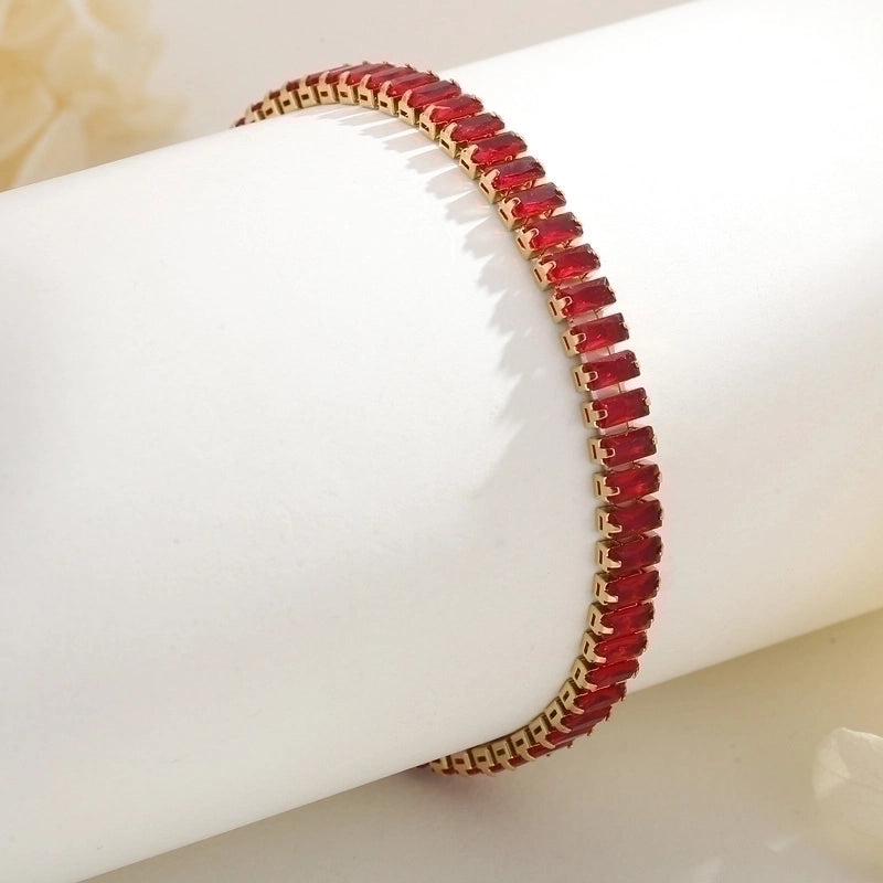 Elegant Solid Color Titanium Steel 18K Gold Plated Artificial Gemstones Bracelets In Bulk