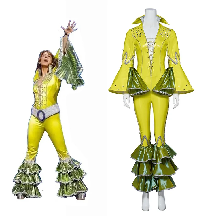 Musical Mamma Mia Cosplay Costume Yellow Suit Performance Stage Costume