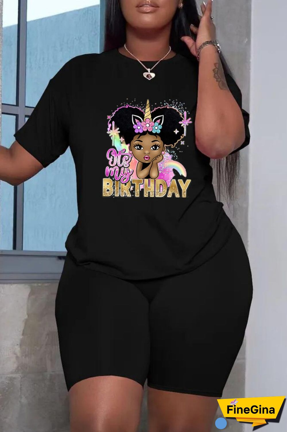 White Black Casual Print Basic O Neck Short Sleeve Two Pieces