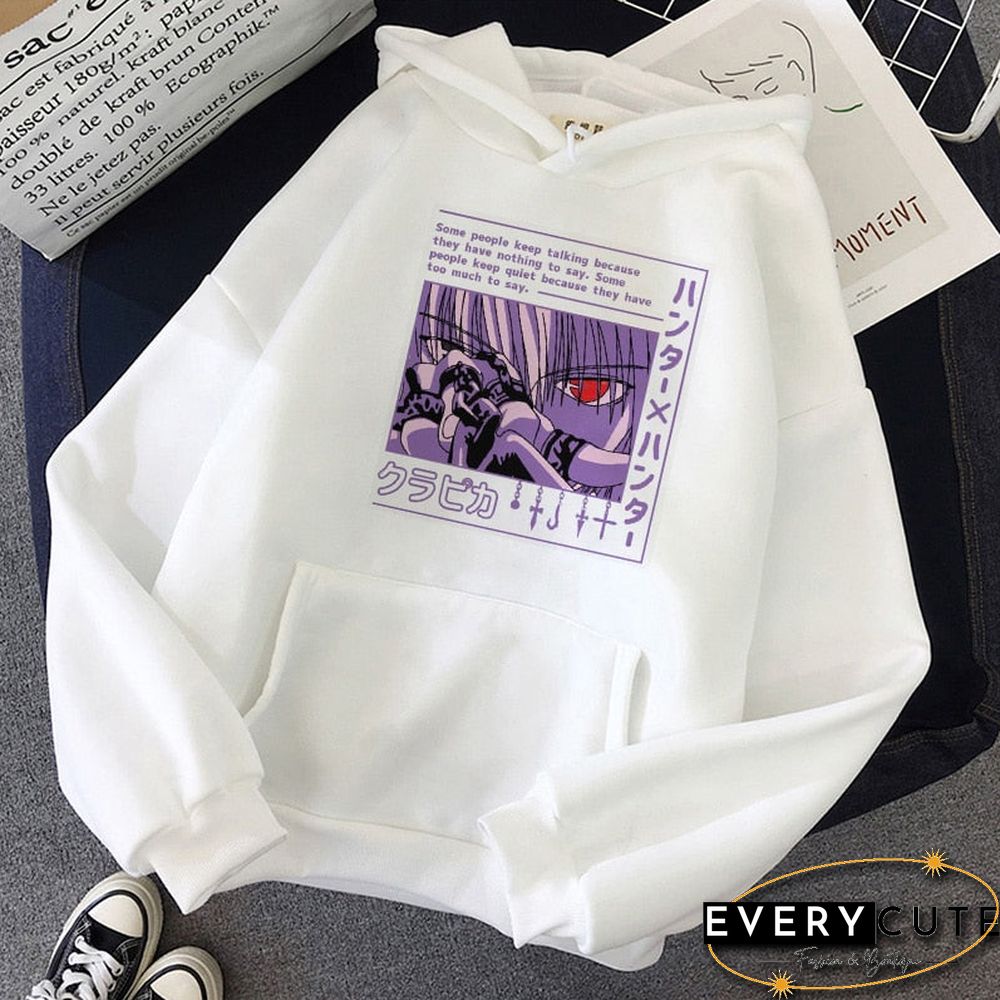 Women Hoodies Hunter X Hunter Women Pullovers Hoodies Sweatshirts Killua Zoldyck Devil Eye Print Anime Hoody Streetwear Tops
