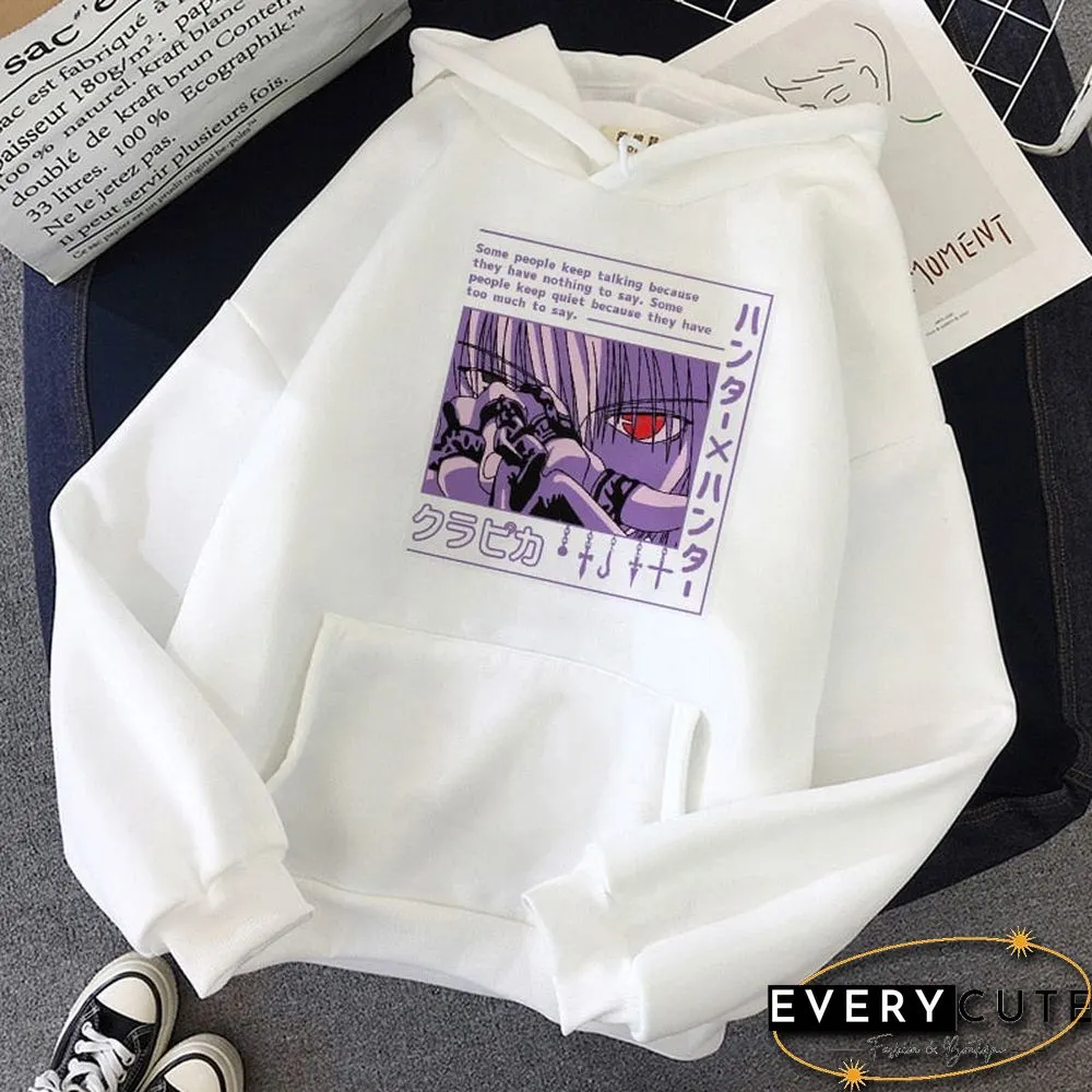 Women Hoodies Hunter X Hunter Women Pullovers Hoodies Sweatshirts Killua Zoldyck Devil Eye Print Anime Hoody Streetwear Tops