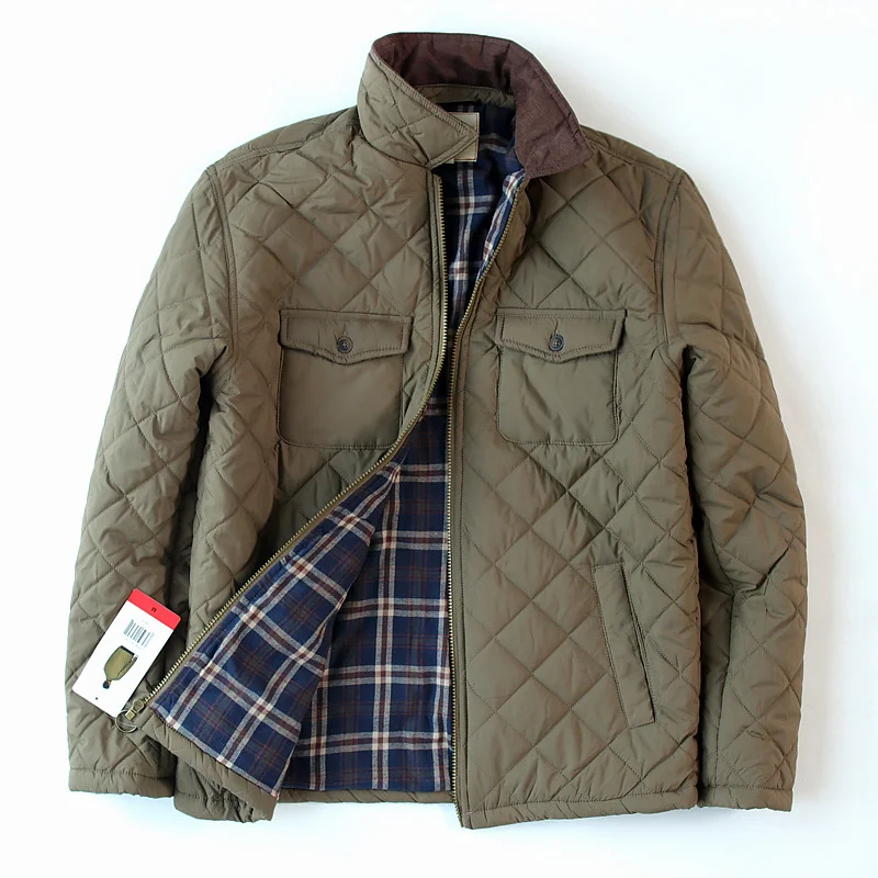 Men's Vintage Light Army Green Water-Resistant Plaid Flannel Lined ...