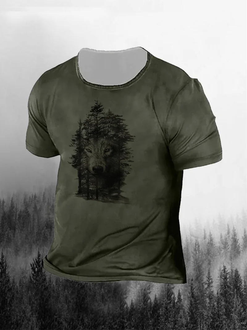 Forest Wolf Printed Men's T-Shirt in  mildstyles