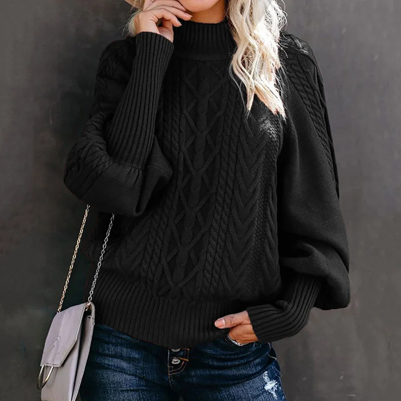 Retro Twist Loose Long Sleeve Knitted Solid Color Sweater