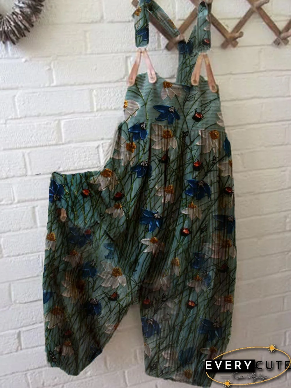 Plus Size Sleeveless Cotton-Blend Casual Jumpsuit & Romper