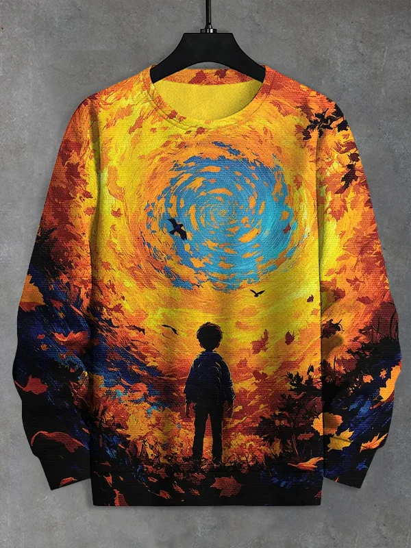 Men's Adventure Boy Landscape Art Print Casual Sweatshirt