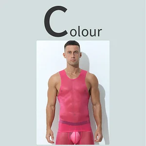 50G Seamless Breathable Sexy Transparent Ice Silk Men's Vest