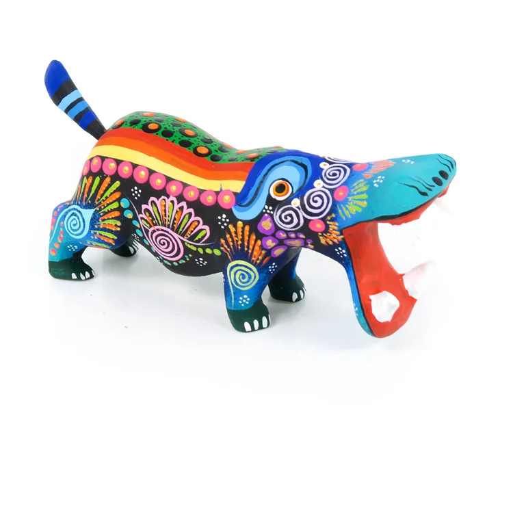 Black Hippopotamus - Oaxacan Alebrije Wood Carving