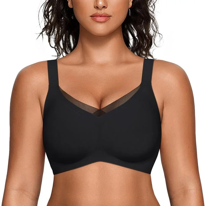 🏆Flash Sale⚡ 50K+ SOLD! Almost Gone-💥🎉Women's Wireless V-Neck Crossover Mesh Seamless Push-Up Bra,Best Gifts