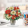 Poinsettia Diamond Dot Painting Ornament DIY Double Sided Acrylic Stand