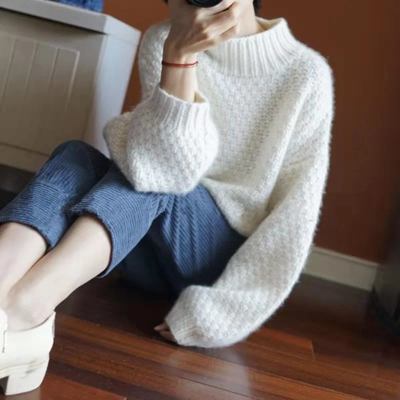 Women&amp;#39;s Sweater Fashion  Jumpers  Cashmere Sweater Woman Sexy Sweater And Pullovers Bubble sleeve Long Sleeve Casual Tops