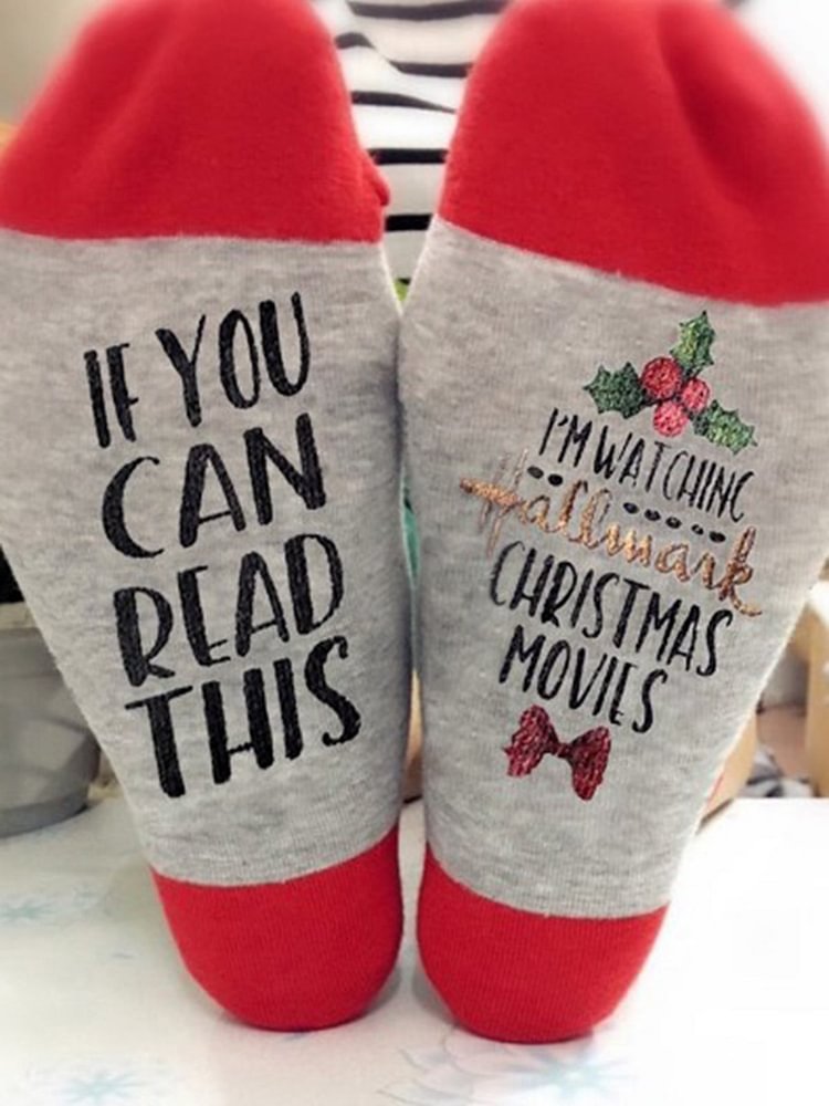 Christmas Letter Print Socks