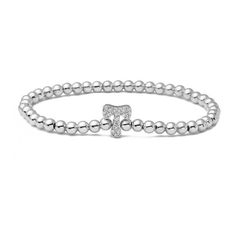 Vintage Style Minimalist Classic Style Letter Copper Zircon 18K Gold Plated Inlay Bracelets