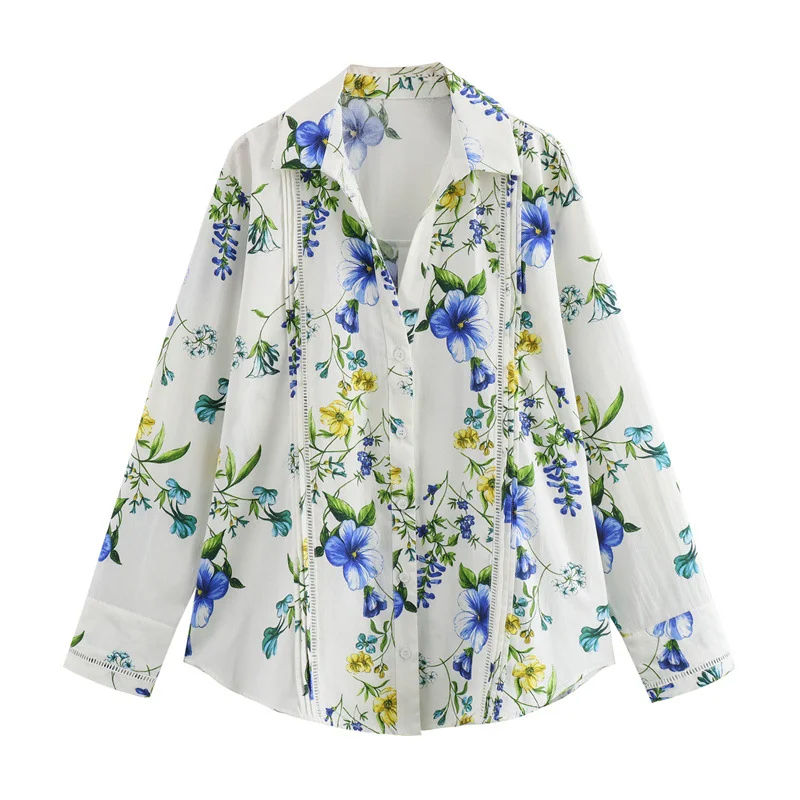 Toloer Toloer Summer New Women's Fashion Versatile Simple Flower Print Shirt 3332263-Outfit Ideas