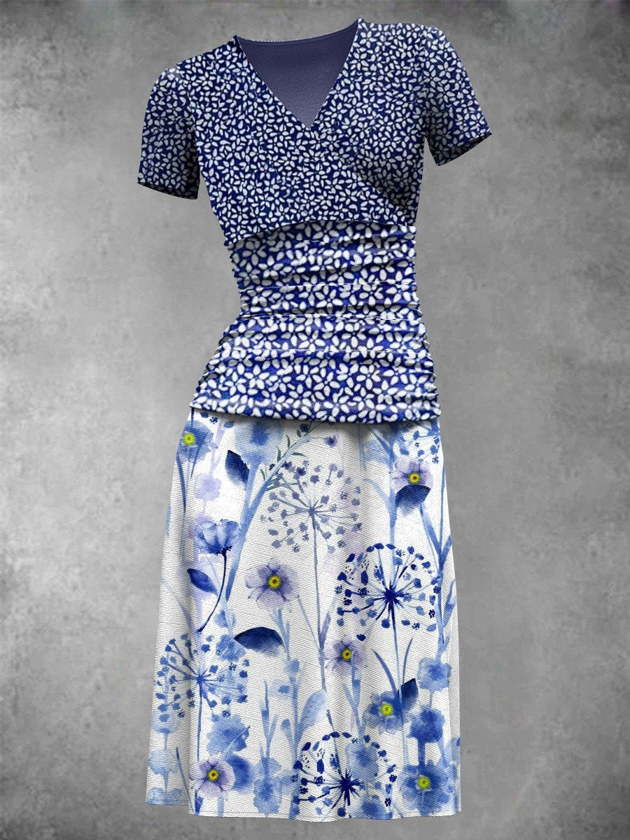 Women’s Vintage Floral Mosaic Print Art Dress Color / S