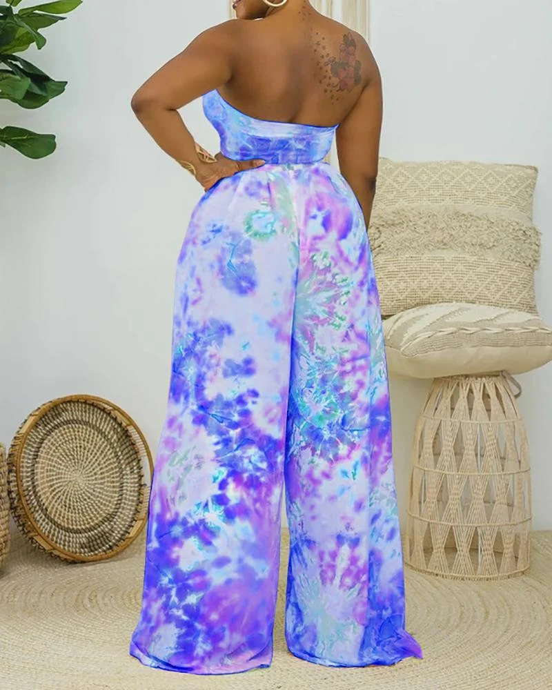 Tie-dye printed two piece set