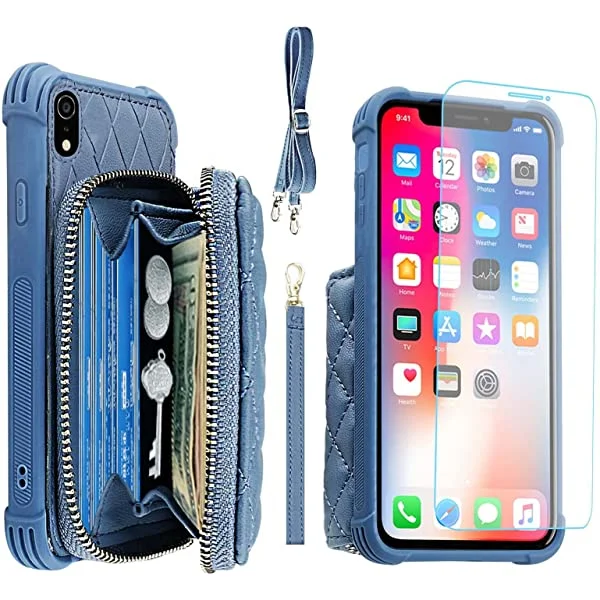 MONASAY Zipper Wallet Case for iPhone XR 6.1 inch