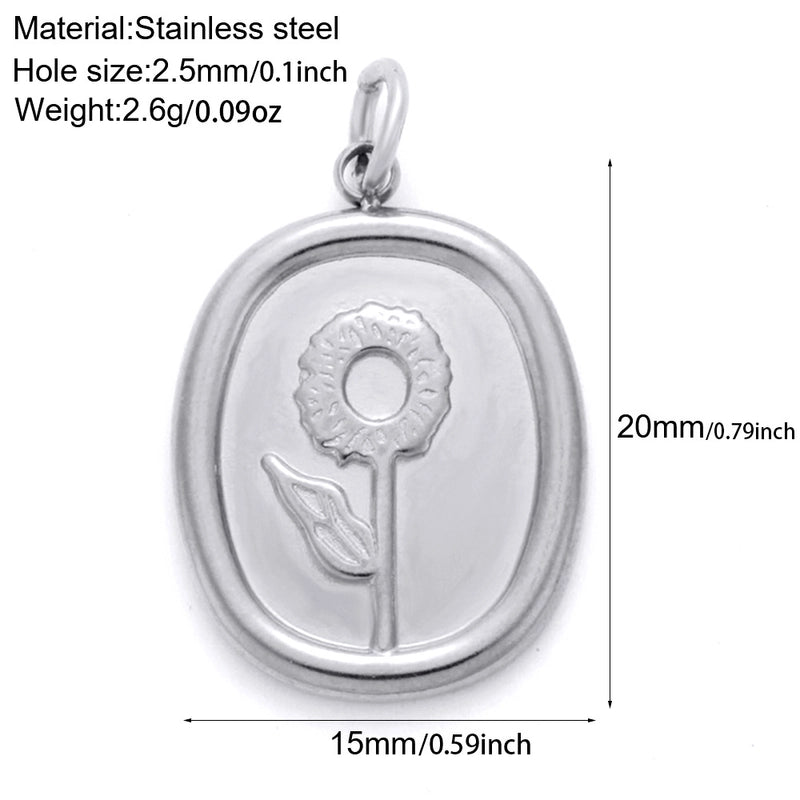 1 Piece 304 Stainless Steel Sunflower Compass Shark Pendant Jewelry Accessories