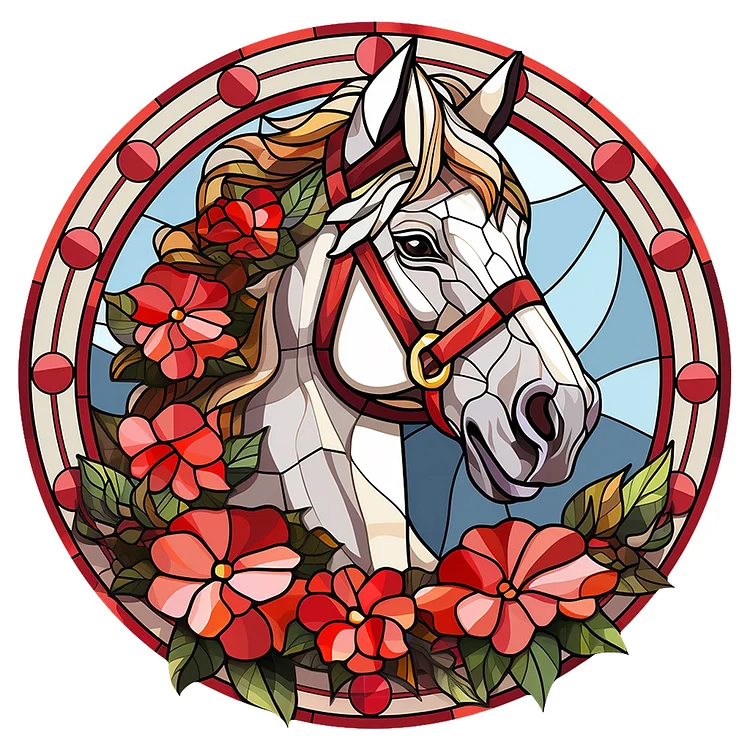 Christmas Saffron Horse Glass Painting 30*30CM(Canvas) Full Round Drill Diamond Painting gbfke