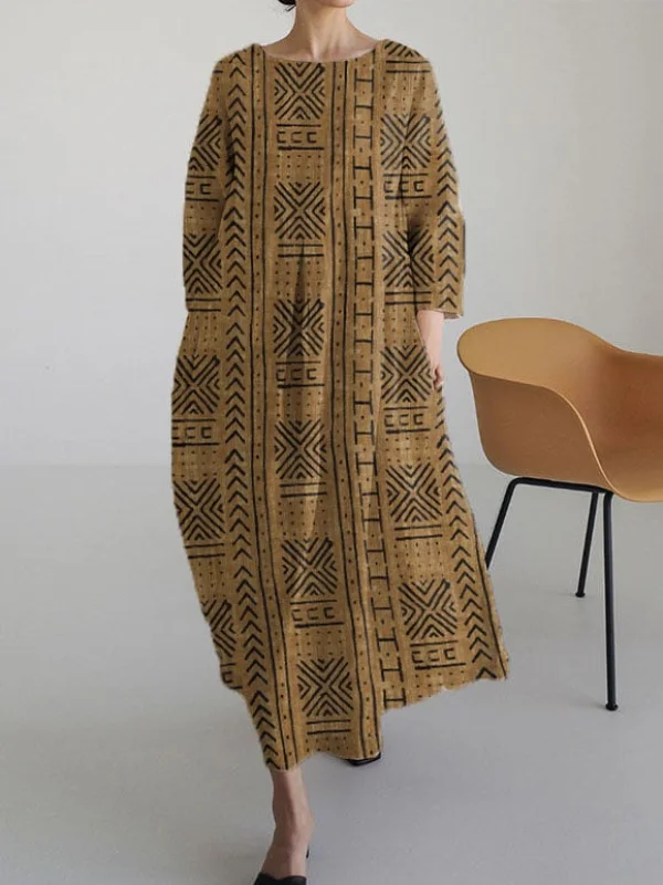 Women's Retro Pattern Casual Print Dress