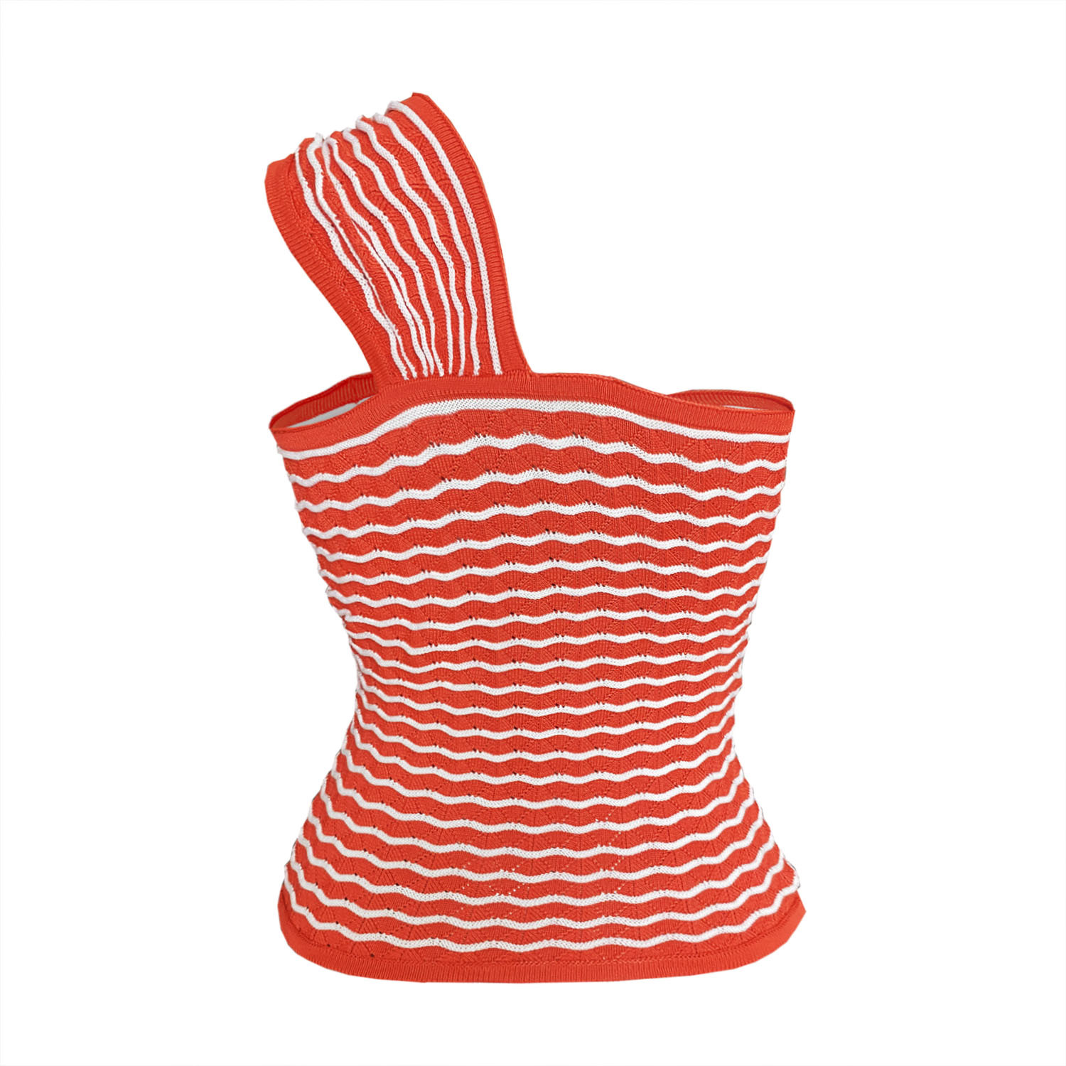 Ootddress One-Shoulder Twist Crochet Top Knitted Summer Party Sleeveless Y2k Bustier Knot Front Cut Out Backless Knit Corset Tops