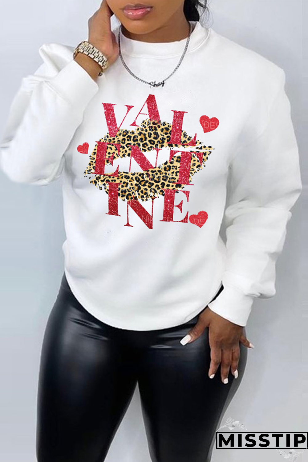 Black Street Print Letter Tops