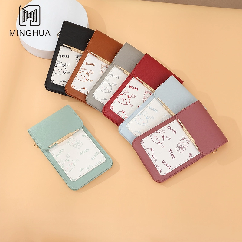 Women’s PVC Solid Color Elegant Streetwear Square Buckle Phone Wallets