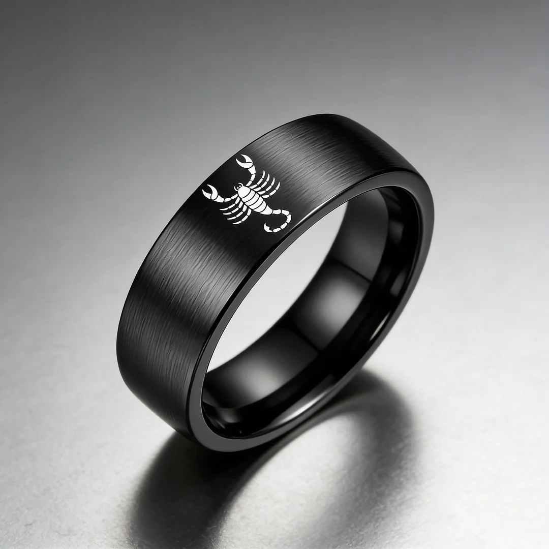 Scorpio Couples Dome Tungsten Carbide Rings Black Tungsten Wedding Bands for Men and Women 4MM 6MM 8MM
