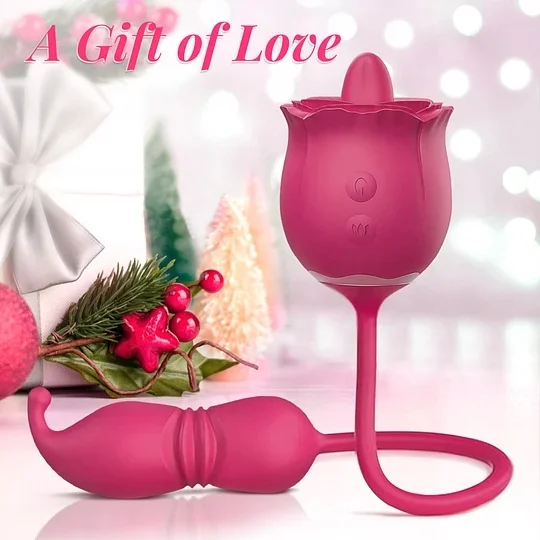 **3 In 1 Rose Tongue Licking Thrusting Vibrator