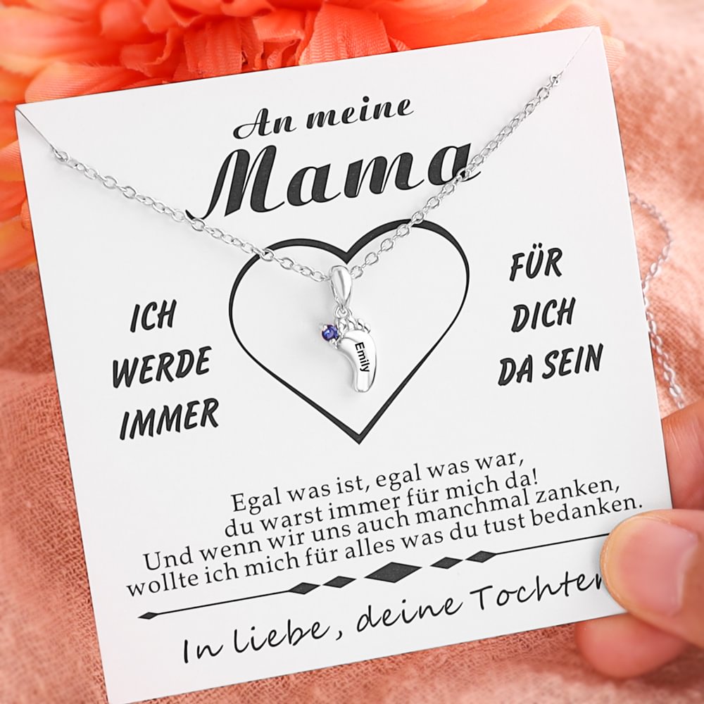 Personalisierte Baby Füße 1 Geburtsstein Halskette n1-b1 Kettenmachen