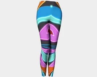 pornhint Pornhint Leggings, Yoga Leggings, Fashion Leggings, Workout Leggings, Abstract Design, Athletic,Blue Leggings, pink leggings, yellow leggings,