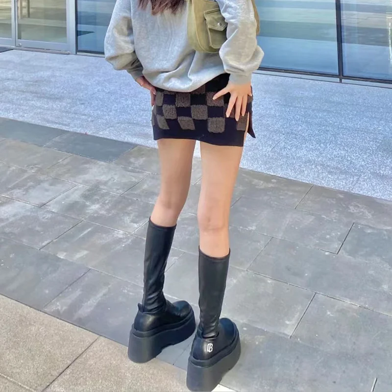 Breakj Breakj Boots Women's New Round Head Sleeve High-Tender Boots Spice Girl Thick Bottom Long Boots In Fall 2025