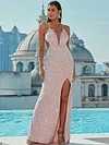 Evening Wrap Sequined Backless Dress