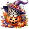Pumpkin Cat-11CT Stamped Cross Stitch 40*40cm/15.75*15.75in
