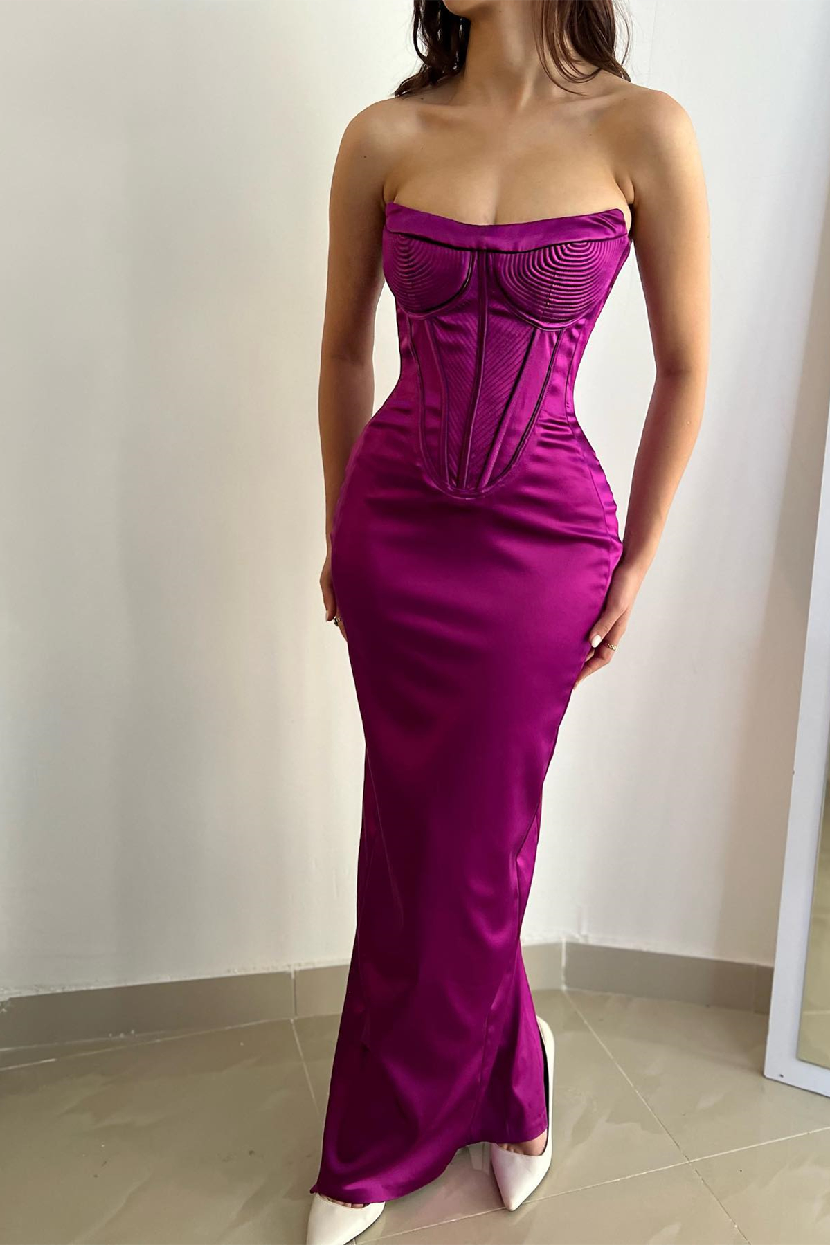 New Arrival Purple Strapless Sleeveless Mermaid Prom Dress On Sale - lulusllly