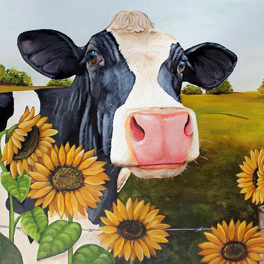 Full Round/Square Diamond Painting -  Flower Cow