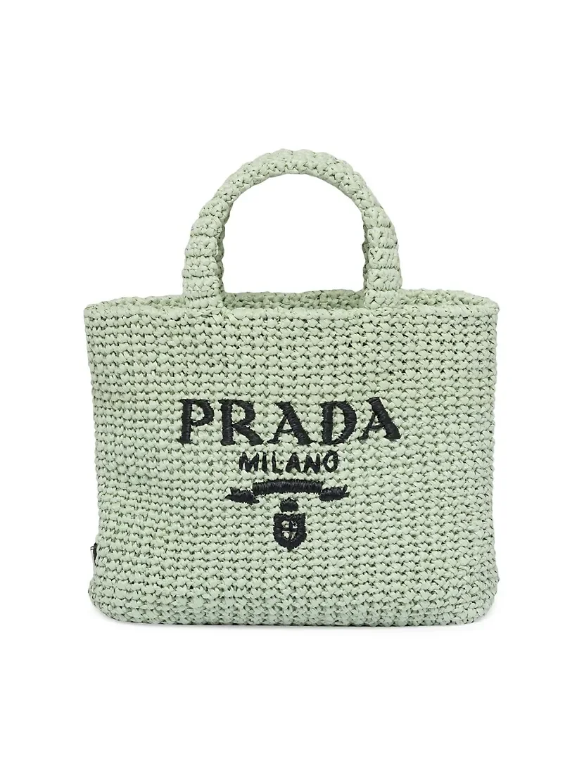 Prada Small Raffia Tote Bag green