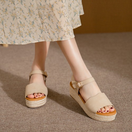 Women's Platform Straw Espadrille Sandals