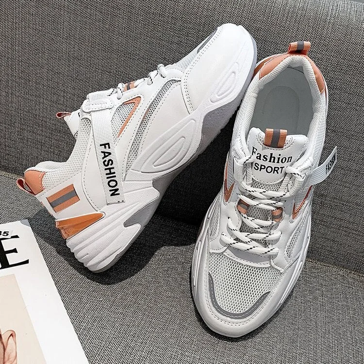 INS New 2021 Women Platform Daddy Shoes Sneakers Ladies Students Casual Walking Shoes Mesh Sport Shoes Vulcanized Runing Shoes