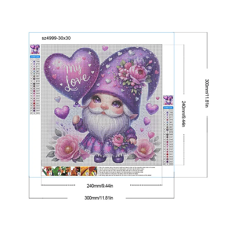 Diy Diamond Painting Valentines Day Pink Couple Full Square Round Mosaic  Gnome Picture Embroidery Cartoon Art Cross Stitch Kit