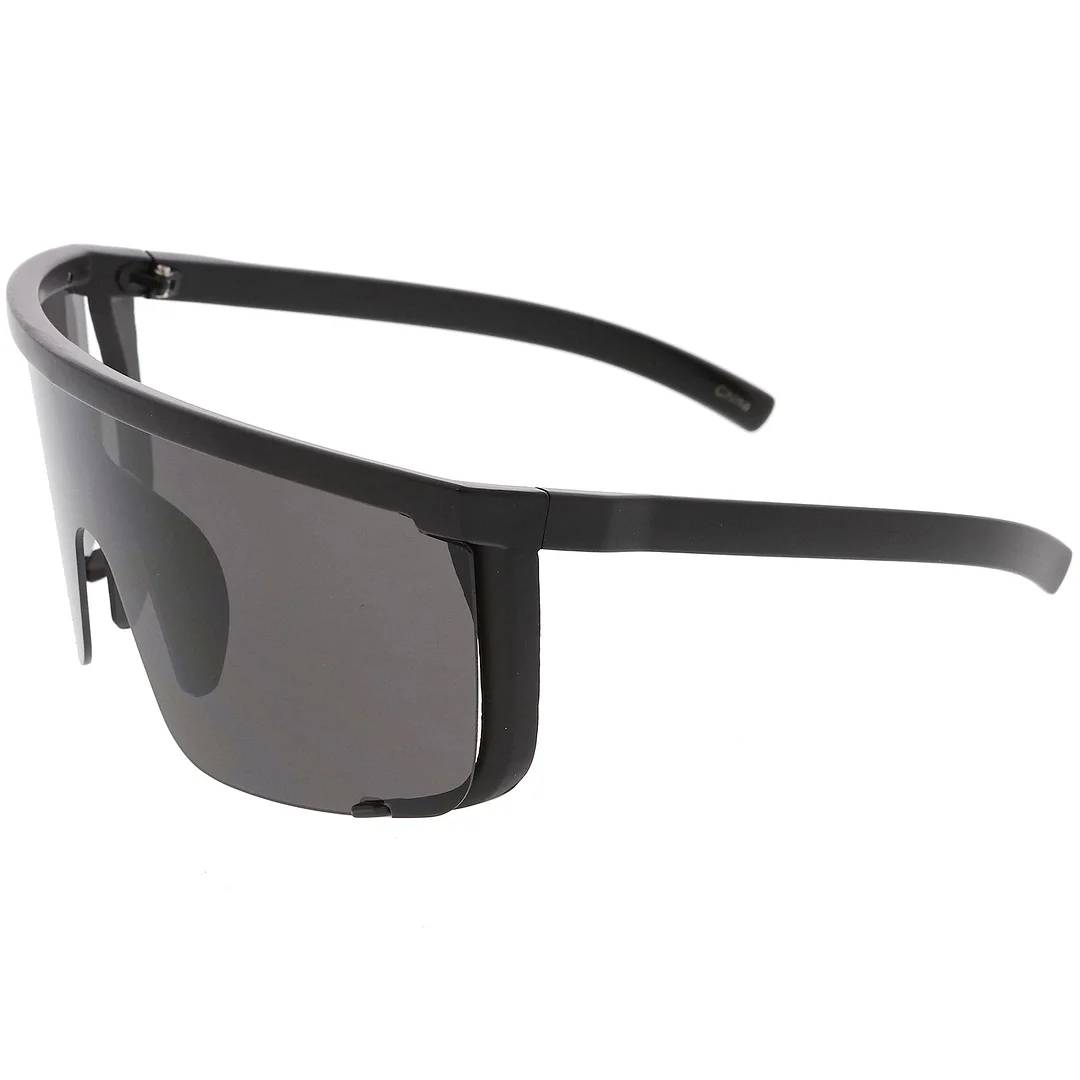 Oversize Semi Rimless Shield glasses Color Tinted Mono Lens 81mm