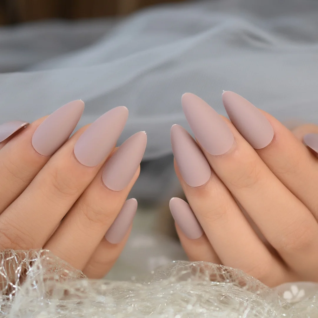 Professional Almond shaped Nail Tips Stiletto Matte Fake Nails White Short Press On Nails With Free Adhesive Tabs-Nail Inspo