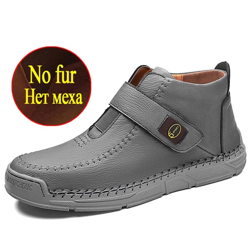 Fashion Men's Winter Boots Handmade Men's Ankle Boots Plush Warm Men's Snow Boots Outdoor Cold Protection Winter Men's Boots