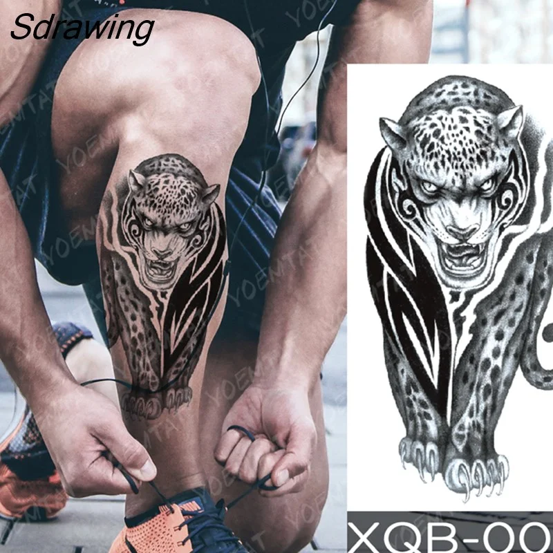 Sdrawing Temporary Tattoo Sticker Rose Snake Flower Tattoos Lace Tiger Dragon Body Art Arm Fake Sleeve Tatoo Women